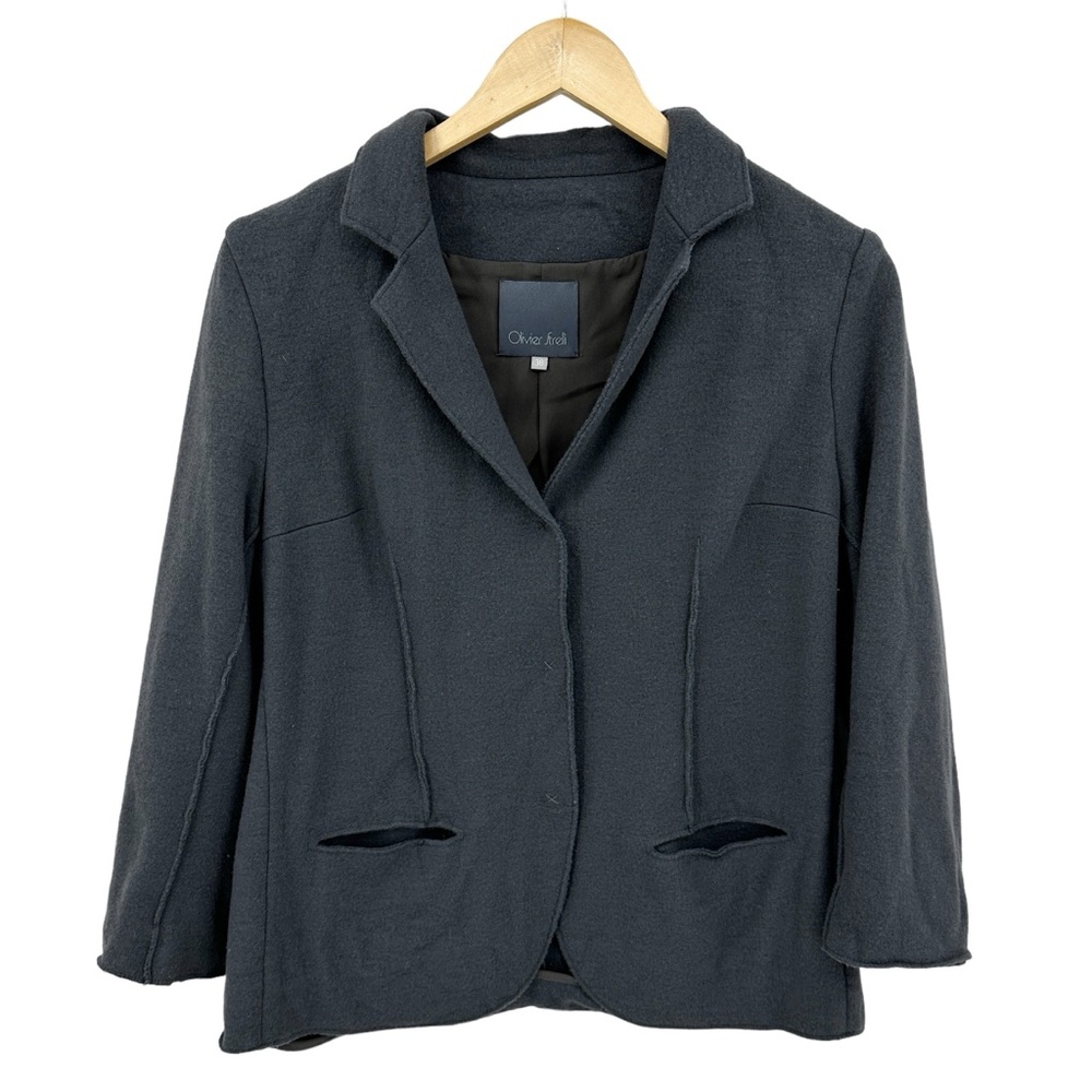 OLIVIER STRELLI Jacket Snap Closure Coat Wool Blend Belgium Gray